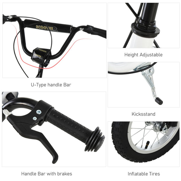 English Elm Youth Steel Frame Scooter with 12 Inch Inflatable Tire Dual Brakes and Adjustable Bars W2225142274