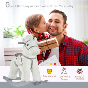 English Elm Lamb Plush Ride on Rocking Horse Toddler Toy Soft Nursery Rocker with Metal Frame W2225142253