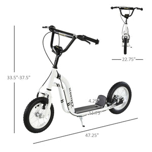 English Elm Youth Steel Frame Scooter with 12 Inch Inflatable Tire Dual Brakes and Adjustable Bars W2225142274