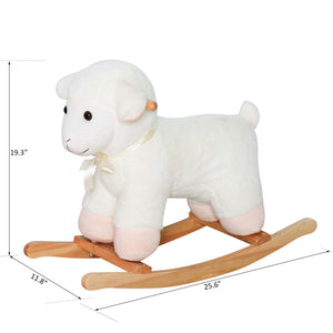 English Elm Lamb Plush Ride on Rocking Horse Toddler Toy Soft Nursery Rocker with Metal Frame W2225142248