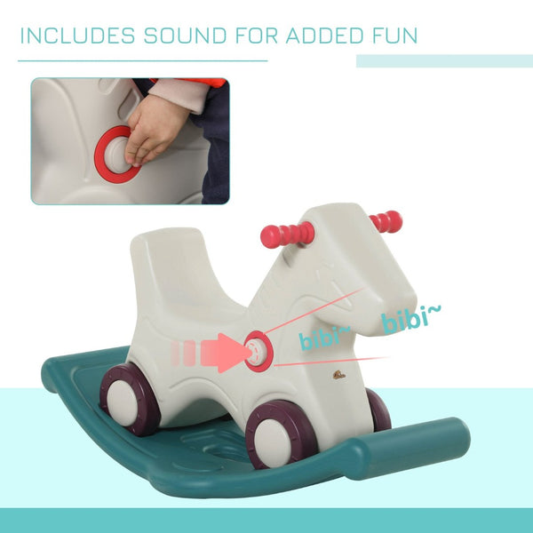 English Elm Kids 2 in 1 Convertible Ride on Rocking Horse and Sliding Car with Sound Effects W2225142255