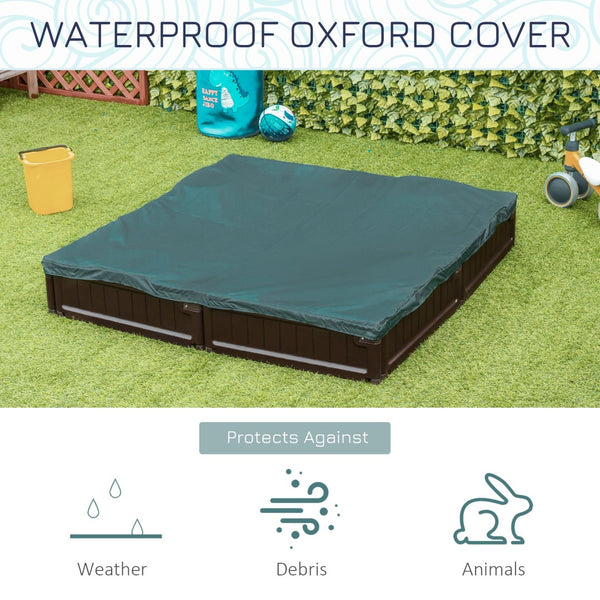 English Elm Kids Outdoor Hdpe Sandbox with Corner Seats Waterproof Cover Backyard Play Station W2225142263