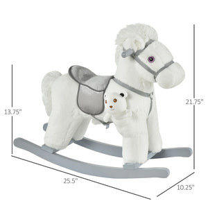 English Elm Lamb Plush Ride on Rocking Horse Toddler Toy Soft Nursery Rocker with Metal Frame W2225142253