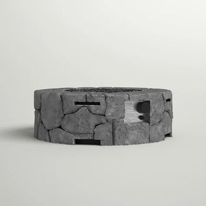English Elm 9'' Fiber Reinforced Concrete Outdoor Fire Pit Stone Gray – 40,000 BTU Adjustable Flame, Propane/Natural Gas Ready B120142188