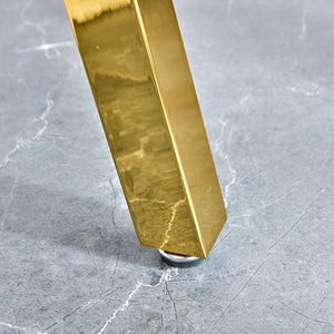 English Elm Modern minimalist sintered stone dining table with white marble-look top and sturdy metal legs, seats 4-6 comfortably Transparent W1151S01208