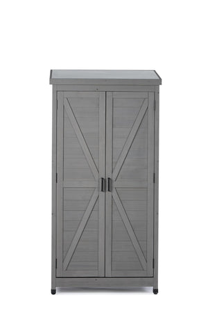 English Elm Outdoor Cedar Storage Cabinet with Rust-proof Metal Top for Patio Garden Use W1390121823