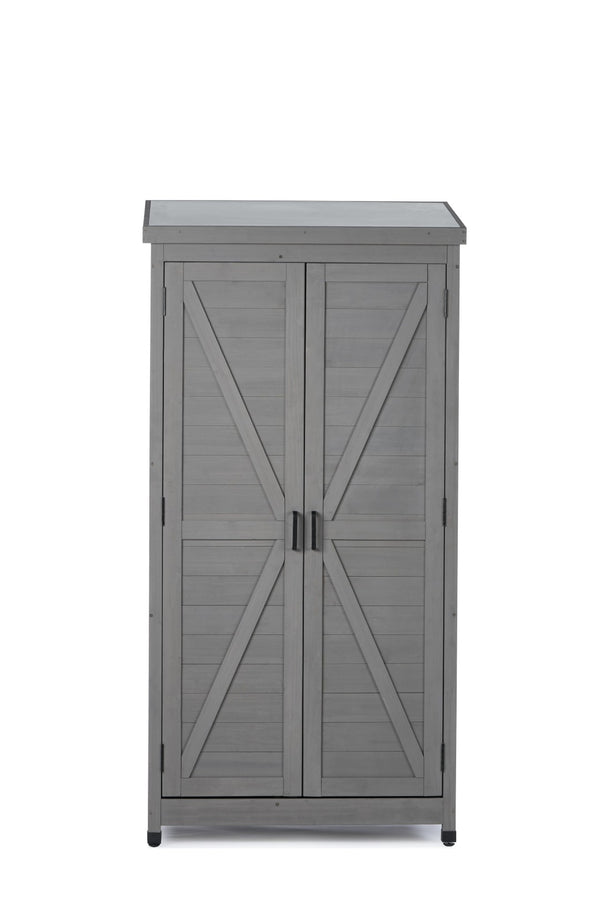 English Elm Outdoor Cedar Storage Cabinet with Rust-proof Metal Top for Patio Garden Use W1390121823