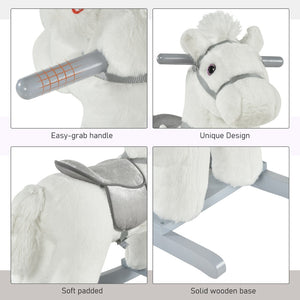 English Elm Lamb Plush Ride on Rocking Horse Toddler Toy Soft Nursery Rocker with Metal Frame W2225142253