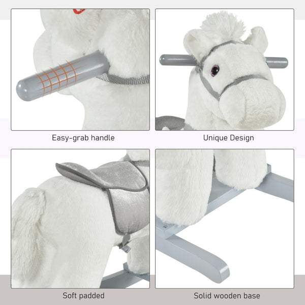 English Elm Lamb Plush Ride on Rocking Horse Toddler Toy Soft Nursery Rocker with Metal Frame W2225142253