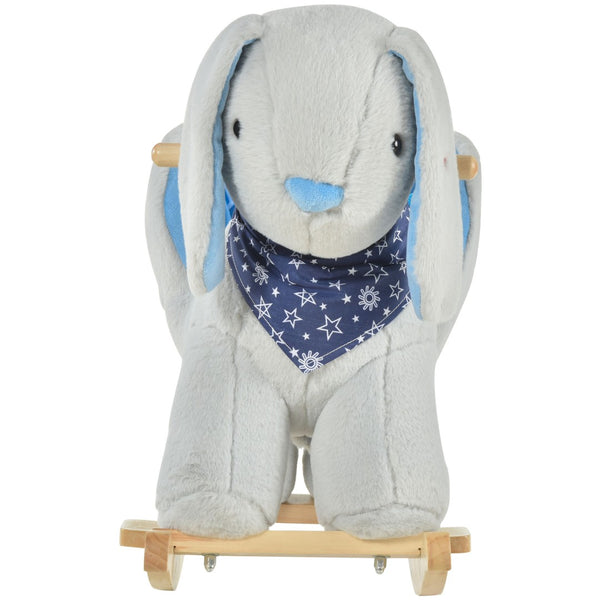 English Elm Kids Plush Bunny Rocker Toy with Lullaby Music Wooden Base for Toddlers 18 to 36 Months W2225142254