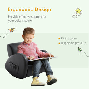 English Elm Kids PU Leather Rocking Sofa with Side Pockets, Pink Toddler Armchair, Durable Foam Comfort 22.75L W2225142239