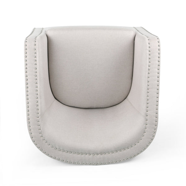 English Elm Christopher Knight Home® - SWIVEL Club Chair in Linen with Double Nailhead Trim, Cozy Tub Design, Iron Legs, No Assembly Required Wheat 68404.00WHEAT