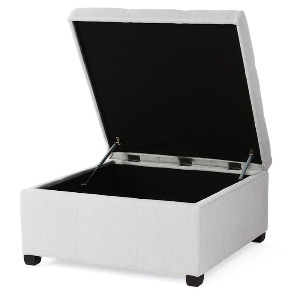 English Elm Carlsbad Tufted Waffle Lid Square Ottoman with Birch Legs for Living Room Storage 73426.00FLGY