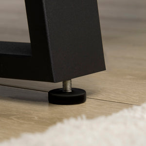 English Elm Garden Rustic Wood-Effect Concrete Bench with Black Metal Legs, Indoor/Outdoor Entryway Seating W2225142663