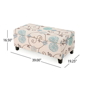 English Elm Storage Ottoman Upholstered Bench with Hidden Compartment for Living Room Seating 67218.00WBLU