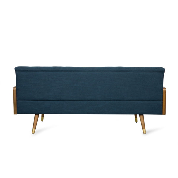 English Elm Aidan Tufted Fabric Sofa with Diamond Stitching and Gold Tipped Rubberwood Legs Navy Blue 61688.00NBLU