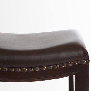 English Elm Tiffin Studded Faux Leather Backless Barstools Set Solid Wood Frame Kitchen Counter 67704.00