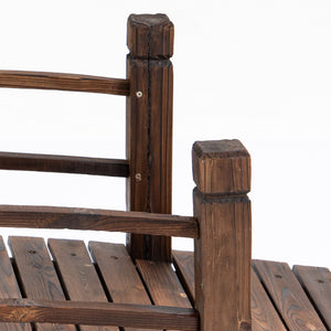 English Elm Fir Arched Garden Bridge with Railings, Stained Fir Wood 60" x 26.5" x 19", Rustic 400 lb Load W2225142629