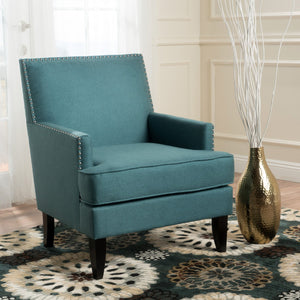English Elm Christopher Knight Home® - CLUB Chair with Plush Padded Seat and Birch Legs, Upholstered Fabric Accent Chair for Living Room Comfort Teal 30.65 L x 29.75 W x 28.75 H 60165.00DTE