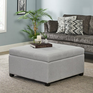 English Elm Carlsbad Tufted Waffle Lid Square Ottoman with Birch Legs for Living Room Storage 73426.00FLGY