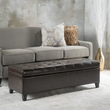 Christopher Knight Home® - Noble House - Mission Brown Tufted Faux Leather Ottoman Storage Bench