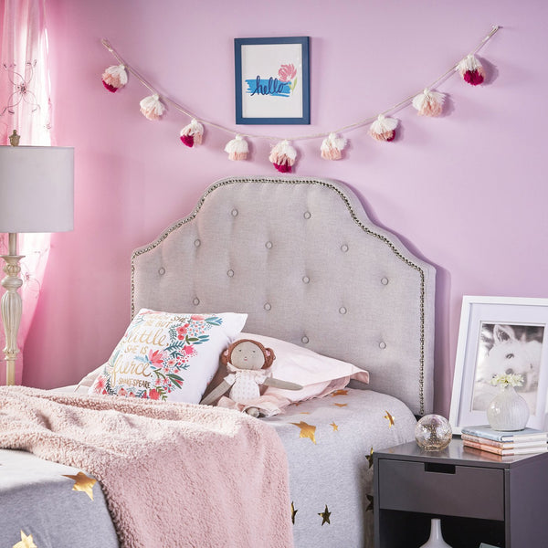 English Elm Christopher Knight Home® - Tufted Upholstered Headboard Twin Size with Button Diamond Stitch, Nailhead Trim and Adjustable Height LIGHT GREY 60665.00LGY