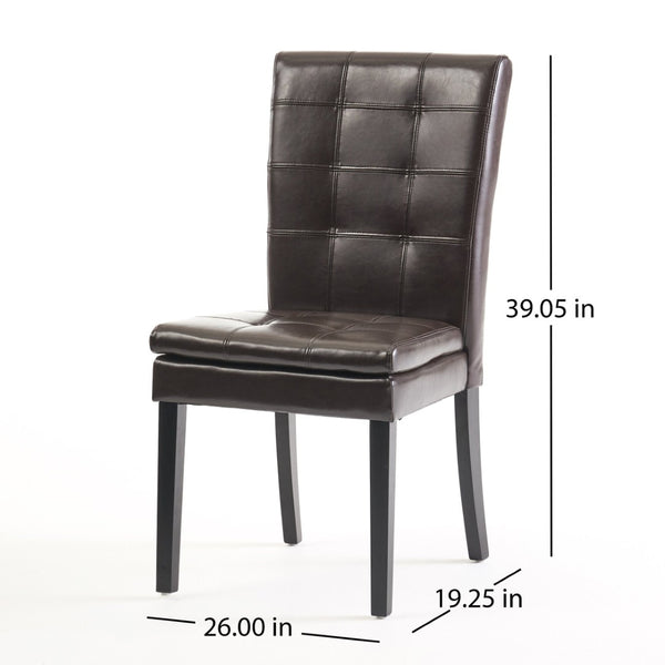 English Elm Badin Tufted Bonded Leather Dining Chairs Rubberwood Frame Set of 2 Contemporary 53447.00PU