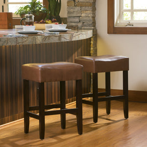 English Elm Christopher Knight Home® - Set Transitional 2-Piece Backless Fabric Counter Height Barstools with 26.75" Seat Height, Durable Upholstery and Sturdy Frame Brown 74492.00HZLNT
