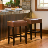 Christopher Knight Home® Set of 2 Leather Counter Height Barstools, Brown - 26.75