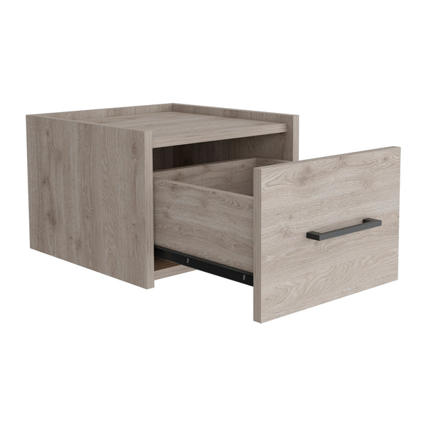 English Elm Floating Nightstand Calion Wall-Mounted Drawer Shelf, Light Gray Engineered Wood, Space-Saving Design B092142802