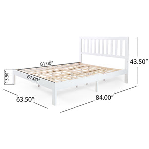 English Elm Christopher Knight Home® - Acacia Solid Wood Queen Platform Bed Frame with Headboard in White — Low Profile, Durable Slats Support 72150.00WHI-Q