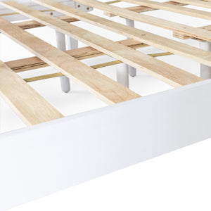 English Elm Christopher Knight Home® - Acacia Solid Wood Queen Platform Bed Frame with Headboard in White — Low Profile, Durable Slats Support 72150.00WHI-Q