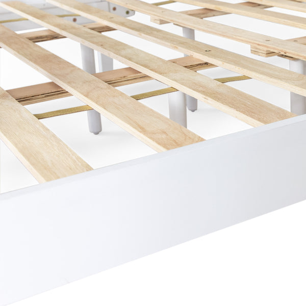 English Elm Christopher Knight Home® - Acacia Solid Wood Queen Platform Bed Frame with Headboard in White — Low Profile, Durable Slats Support 72150.00WHI-Q