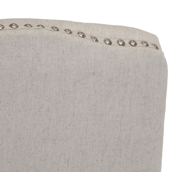 English Elm Christopher Knight Home® - DINING Button-Tufted Beige Fabric Chairs Set of 2 with Nailhead Accents & Weathered Wood Legs - Elegant 63229.00BGE