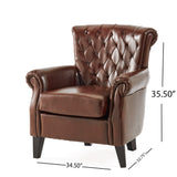 Christopher Knight Home® - Noble House - Franklin Mid-Century Modern Tufted Club Chair with Rolled Arms, Chestnut Brown