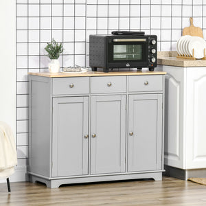 English Elm Sideboard Modern Buffet Cabinet with Magnet Door and Aluminum Handles, Large Storage & Adjustable Shelf Gray W2225142655