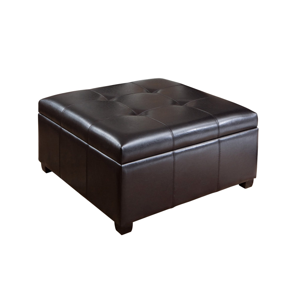 English Elm Christopher Knight Home® - 35inch Tufted Storage Ottoman Bench with Birch Legs, Espresso Square Footstool with Ample Space 73426.00PU