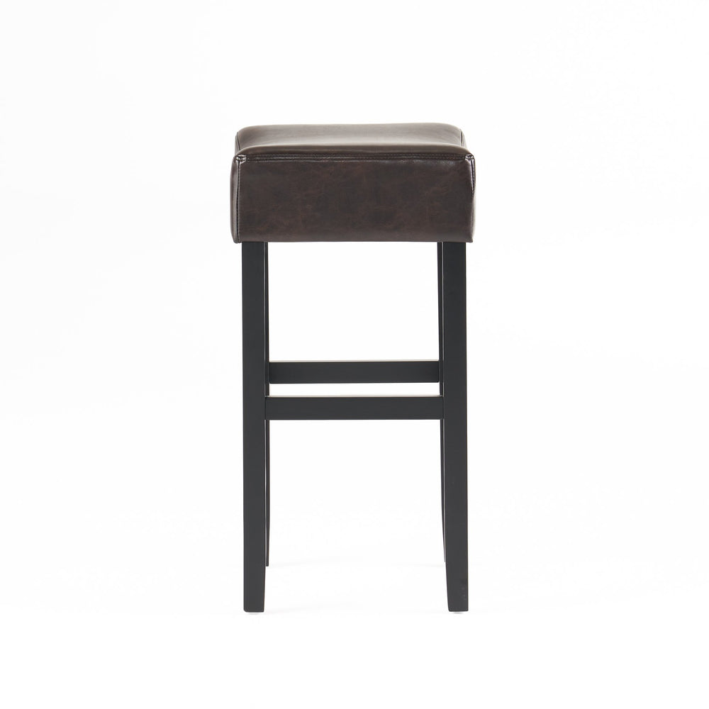 English Elm Christopher Knight Home® - 30-inch Bonded Leather Backless Bar Stool Set of 2, Brown Faux Leather, Rubberwood Legs, Space-Saving Durable Seating 74511.00