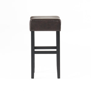 English Elm Christopher Knight Home® - 30-inch Bonded Leather Backless Bar Stool Set of 2, Brown Faux Leather, Rubberwood Legs, Space-Saving Durable Seating 74511.00