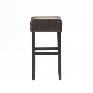 English Elm Christopher Knight Home® - [ OLD HM: 74511.00] 30" Bonded Leather Backless Bar Stool Set of 2, Brown — Slim Space-Saving Design, Rubberwood Legs WF530928BRN