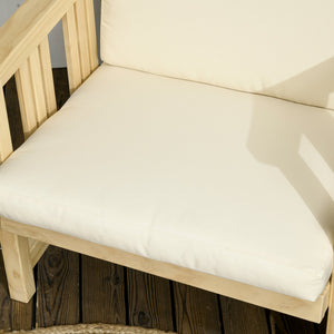 English Elm Patio Solid Pinewood 2-Piece Outdoor Lounge Set with 4" Cushions, Compact Armchair & Ottoman, Beige W2225142509
