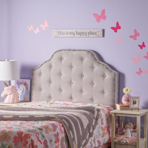 English Elm Christopher Knight Home® - Tufted Upholstered Headboard Twin Size with Button Diamond Stitch, Nailhead Trim and Adjustable Height LIGHT GREY 60665.00LGY