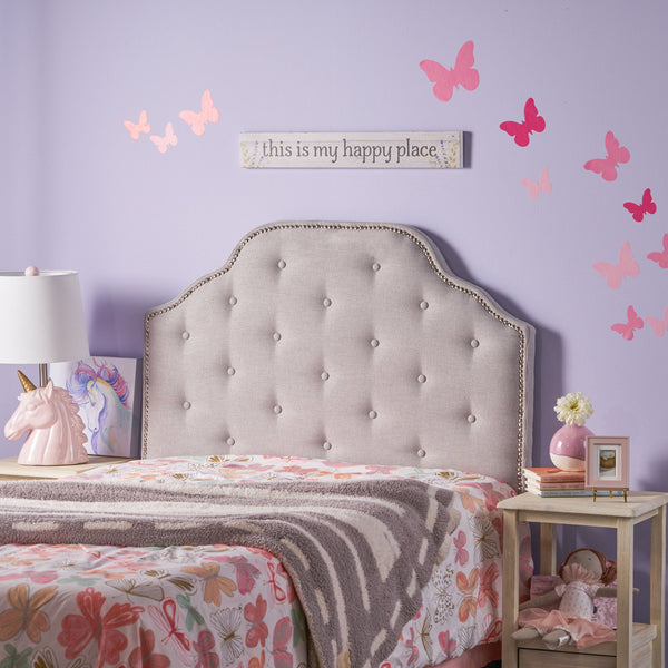 English Elm Christopher Knight Home® - Tufted Upholstered Headboard Twin Size with Button Diamond Stitch, Nailhead Trim and Adjustable Height LIGHT GREY 60665.00LGY