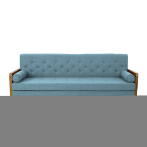 English Elm Aidan Tufted Fabric Sofa with Diamond Stitching and Gold Tipped Rubberwood Legs Blue 61688.00BLU