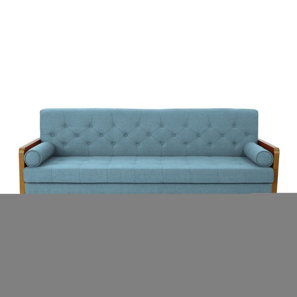 English Elm Aidan Tufted Fabric Sofa with Diamond Stitching and Gold Tipped Rubberwood Legs Blue 61688.00BLU