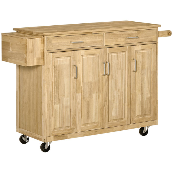 English Elm Kitchen Island Cart with Solid Wood Top, Rolling Storage Cabinet, Drawer, Towel Rack & Wheels for Dining Natural Wood W2225142635
