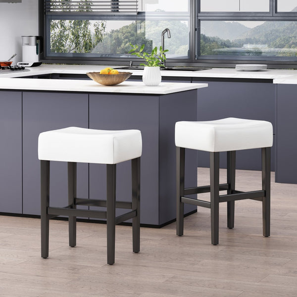 English Elm Zuma Backless Bonded Leather Counter Stools Set of Two for Kitchen Islands 74492.00IVR