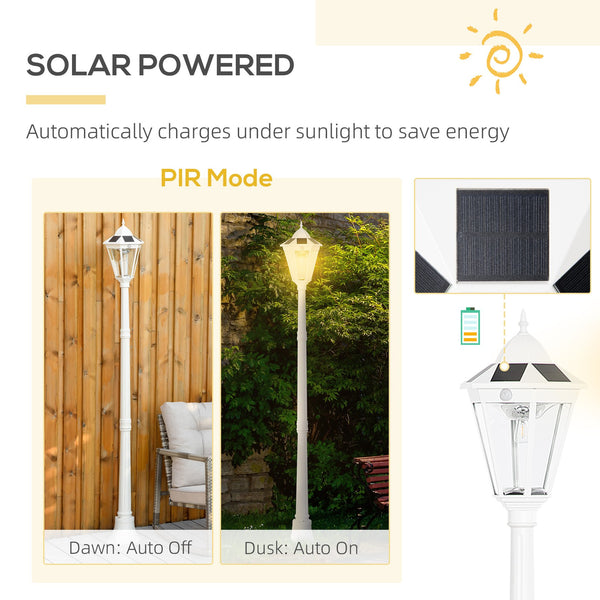 English Elm 77" Solar Lamp Post Light Vintage Aluminum Outdoor Street Lamp with PIR Motion Sensor, Adjustable Brightness, IP44 Weatherproof Garden Accent Lighting W2225142612