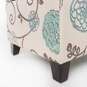 English Elm Storage Ottoman Upholstered Bench with Hidden Compartment for Living Room Seating 67218.00WBLU