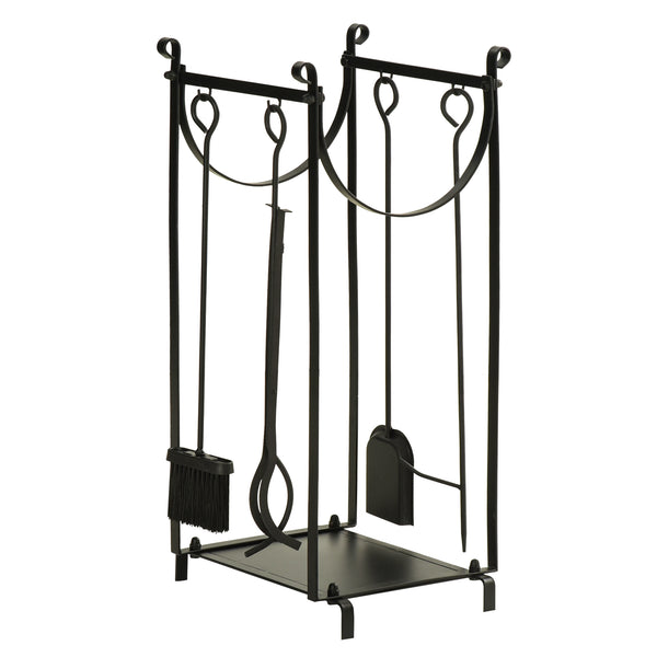 English Elm Firewood Rack With Tools - Sturdy Two-Tier Holder For Indoor/Outdoor Use, Organizes Logs Neatly & Safely W2225142610
